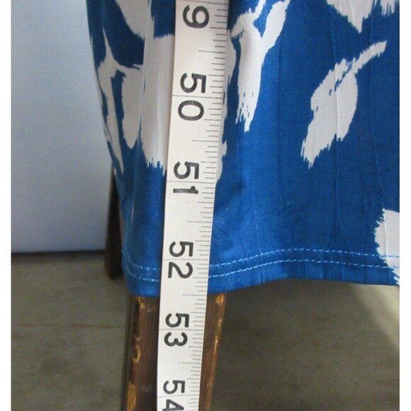 CLARA SUN WOO Crushed Silk Knit Center Slit Maxi Dress Sz M 12 Blue White Floral - Picture 10 of 15